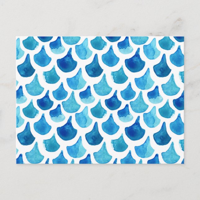 Carte Postale Motif de l'échelle d'aquarelle bleue (Devant)