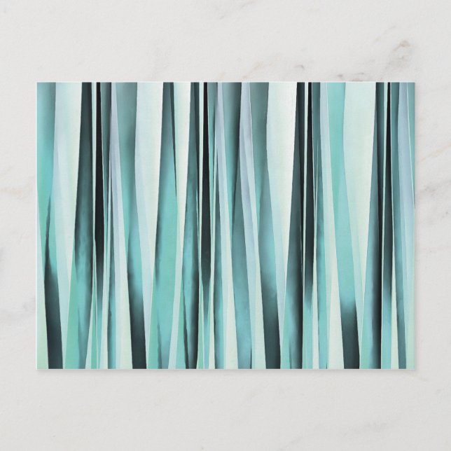 Carte Postale Motif de lignes rayées bleu cyan océan (Devant)