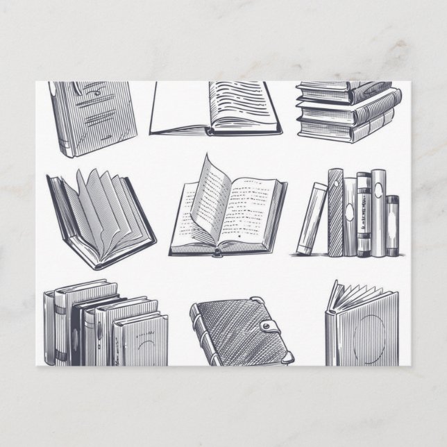 Carte Postale Motif de livre (Devant)