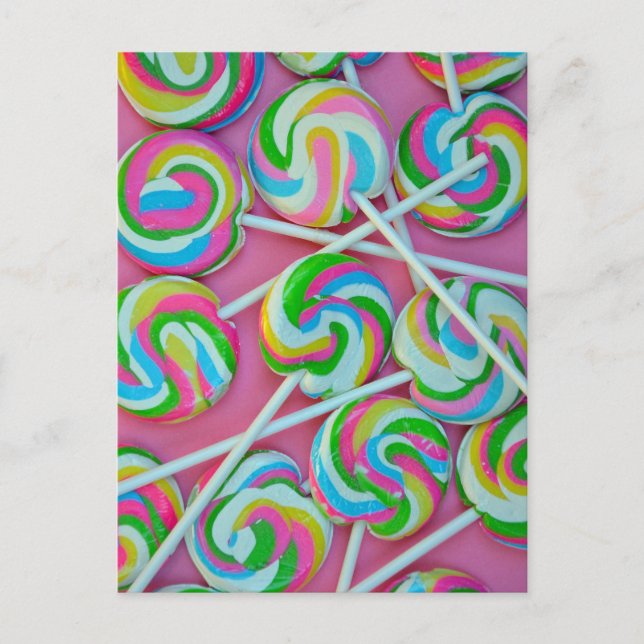 Carte Postale Motif de lollipops colorés (Devant)