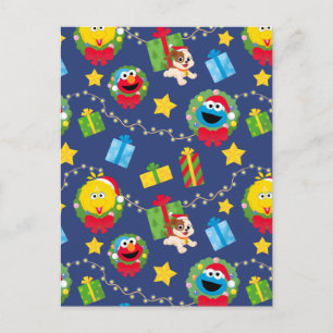 Carte Postale Motif de lumières de Noël de Sesame Street
