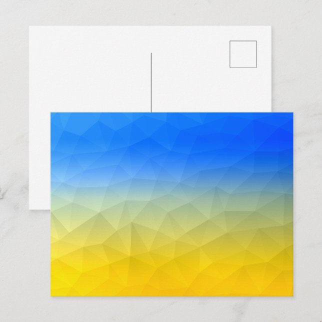 Carte Postale Motif de maillage géométrique bleu jaune Ukraine (Devant / Derrière)