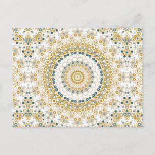 Carte Postale Motif de mandala géométrique doré et vert