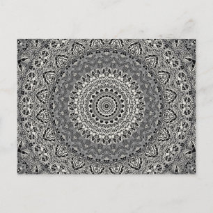 Carte Postale Motif de mandala géométrique noir et blanc