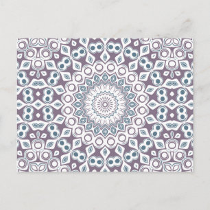 Carte Postale Motif de mandala géométrique violet et bleu