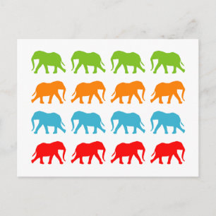 Carte Postale Motif de marche des éléphants