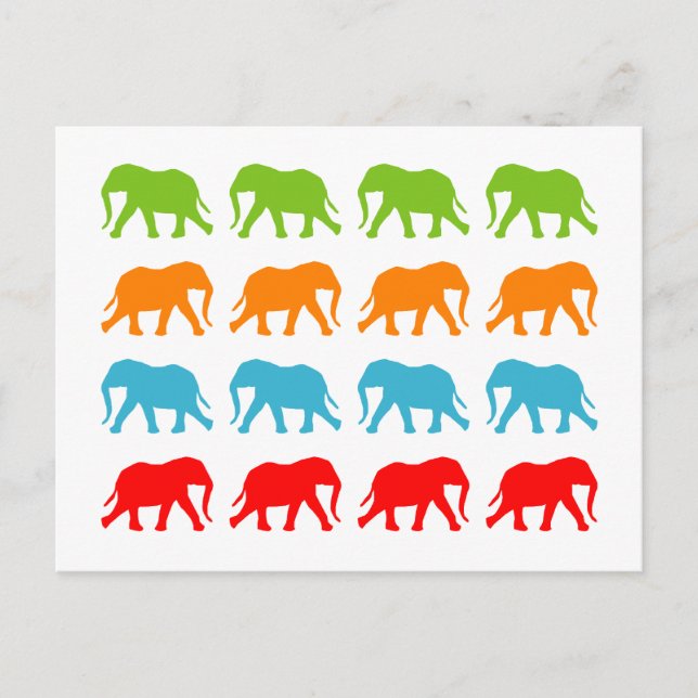 Carte Postale Motif de marche des éléphants (Devant)