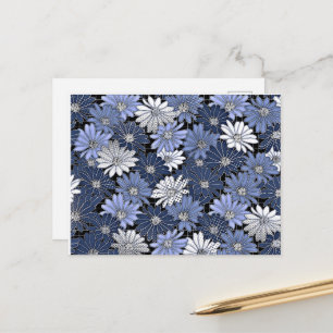 Carte Postale Motif de marguerite bleu et blanc