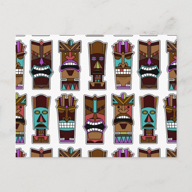 Carte Postale Motif de masque Tiki (Devant)