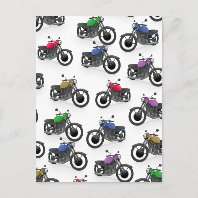 Carte Postale Motif de moto multicolore (Devant)