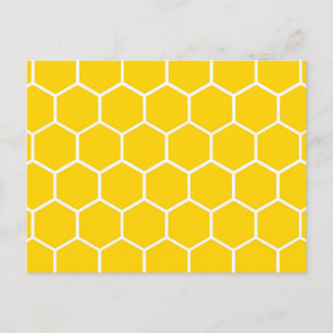 Carte Postale Motif de nid d'abeille jaune