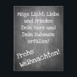 Carte Postale Motif de Noël en Chalkboard style - XMAS Postcar<br><div class="desc">Motif de Noël en style tableau noir avec les mots Frohe Weihnacht en allemand,  en espagnol,  en français,  en anglais</div>