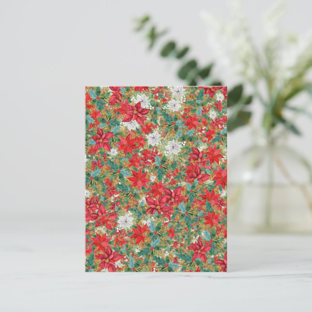 Carte Postale Motif de Noël Poinsettia (Debout devant)
