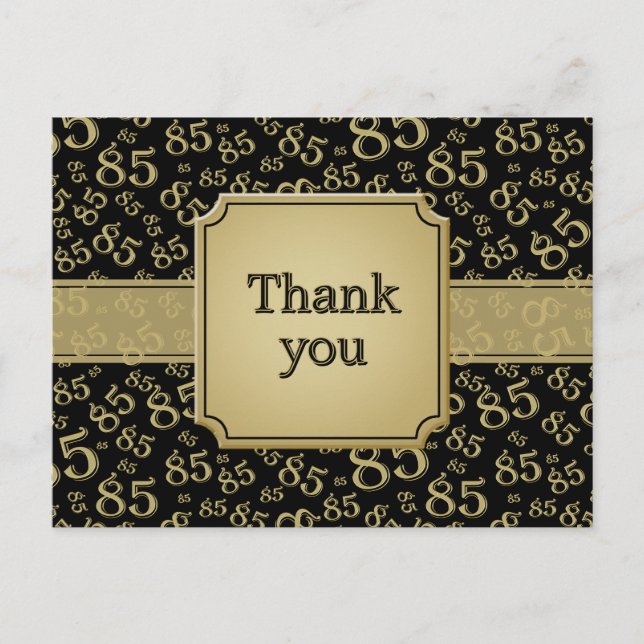 Carte Postale Motif de numéro 85 Merci Noir/Or (Devant)
