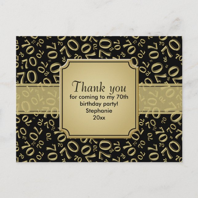 Carte Postale Motif de numérotation pour 70e anniversaire Merci  (Devant)