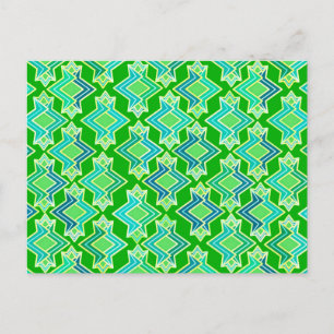 Carte Postale Motif de papier peint Art Déco, Jade Green
