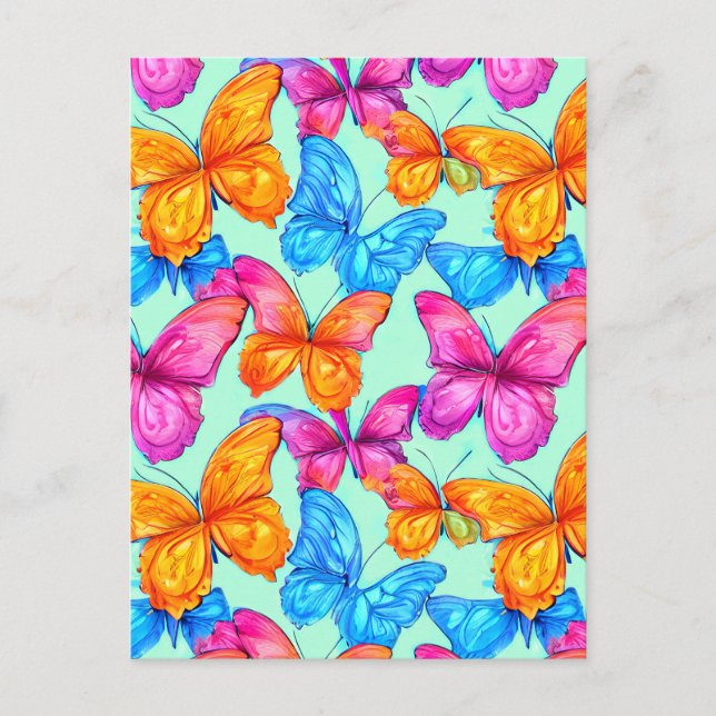 Carte Postale Motif de papillons colorés (Devant)