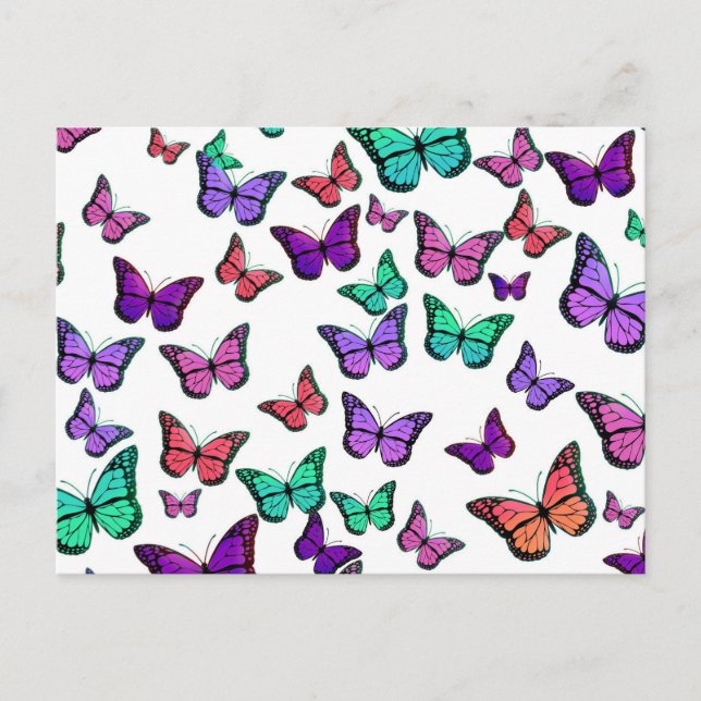 Carte Postale Motif de papillons colorés (Devant)