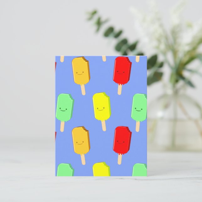 Carte Postale Motif de pâte de glace de fruits (Debout devant)