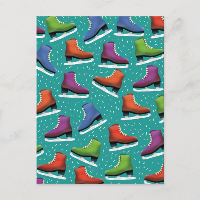 Carte Postale Motif de patinage sur glace (Devant)