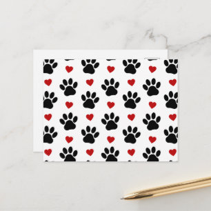 Carte Postale Motif De Pattes, Pattes De Chien, Pattes Noires, C