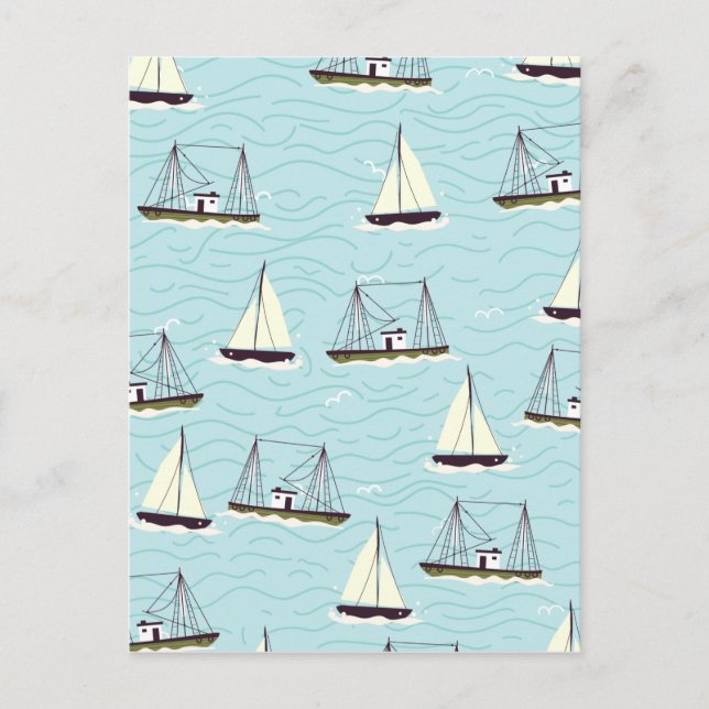 Carte Postale Motif de pêche nautique (Devant)