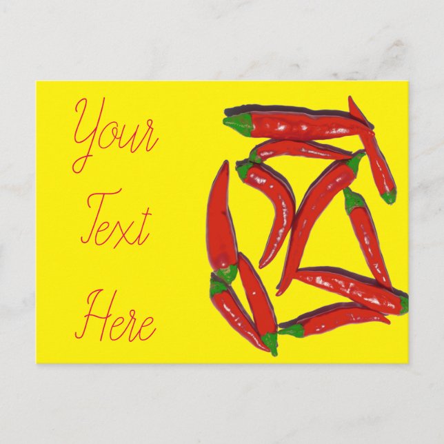 Carte Postale Motif de piments rouges chauds (Devant)