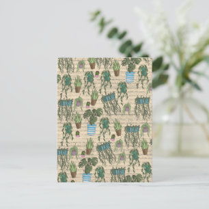 Carte Postale Motif de plantes en pot