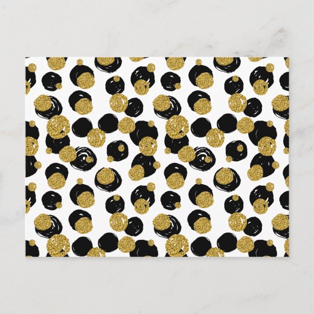 Carte Postale Motif de points dorés et noirs (Devant)