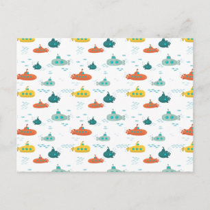 Carte Postale Motif de poisson de mer profond sous-marin mignon