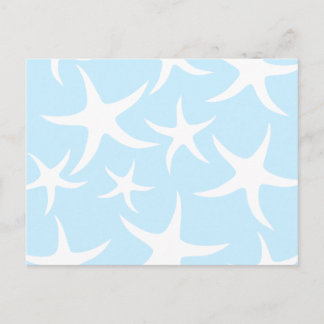 Carte Postale Motif de poisson étoilé blanc sur bleu clair.