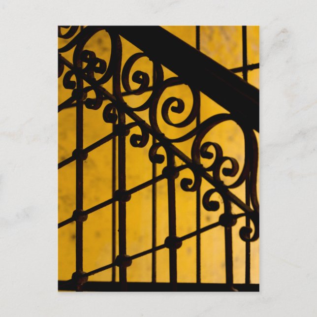 Carte Postale Motif de porte en fer jaune, Cuba (Devant)