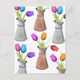Carte Postale Motif de Pots de Fleurs