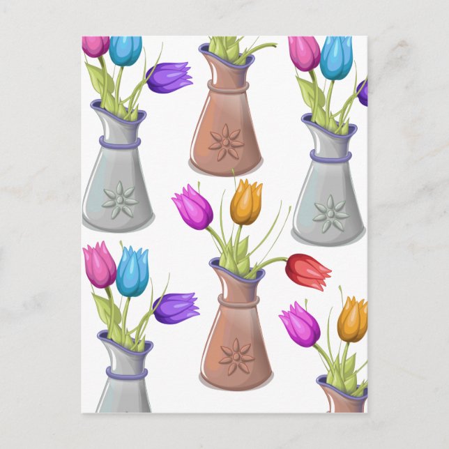 Carte Postale Motif de Pots de Fleurs (Devant)