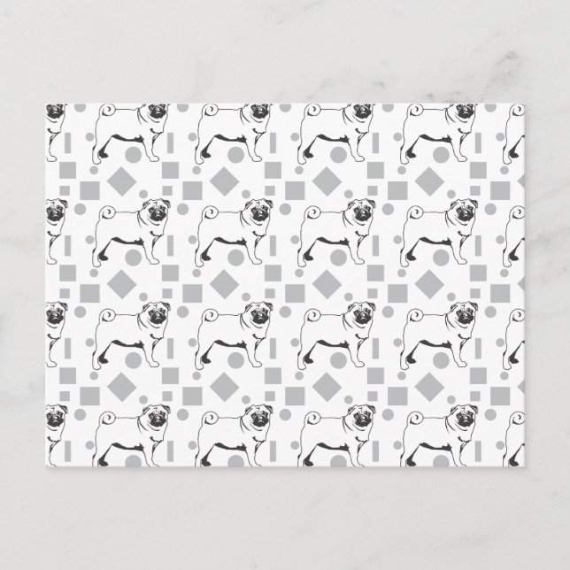 Carte Postale Motif de pug (Devant)