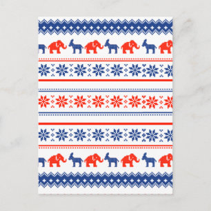 CARTE POSTALE MOTIF DE PULL LAID POLITIQUE