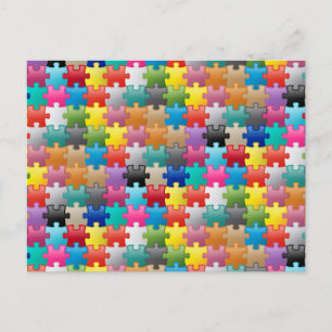 Carte Postale Motif de puzzle coloré