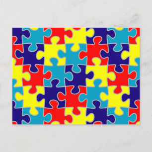 Carte Postale MOTIF de puzzle Sensibilisation sur l'autisme ASD