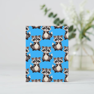Carte Postale Motif de Raton Laveur Bleu