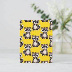 Carte Postale Motif de Raton Laveur Jaune 