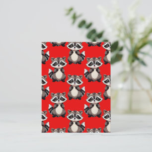 Carte Postale Motif de Raton laveur Rouge 