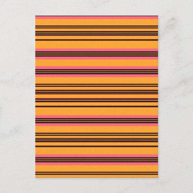 Carte Postale Motif de rayure horizontale rose orange gras (Devant)