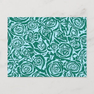 Carte Postale Motif de rose abstraite moderne, sarcelle et aqua