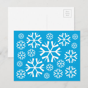 Carte Postale Motif de Snowflakes blancs sur un Arrière - plan b