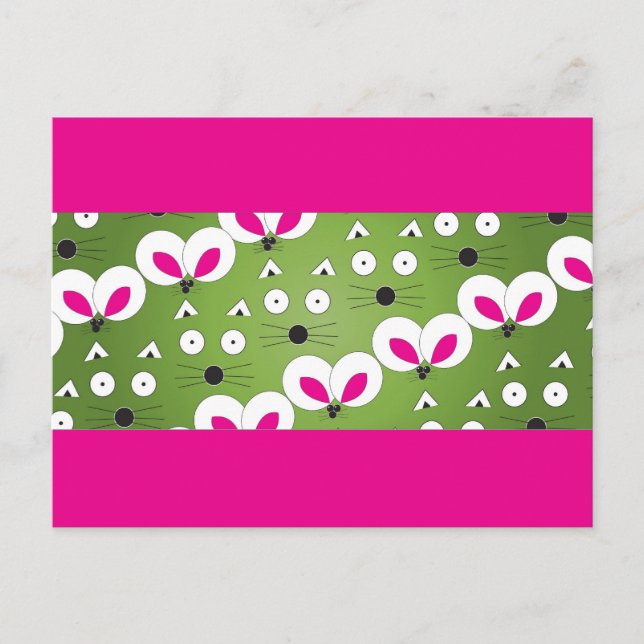 Carte Postale Motif de souris Cat vert (Devant)