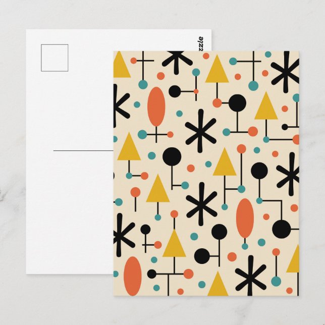 Carte Postale Motif de starburst moderne du milieu du siècle (Devant / Derrière)