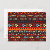 Carte Postale Motif de style aztèque - Bleu jaune orange rouge e (Devant / Derrière)