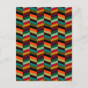 Carte Postale Motif de style chevron multicolore coloré