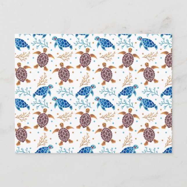 Carte Postale Motif de tortue de mer (Devant)