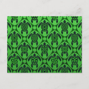 Carte Postale Motif de tortue verte et noire